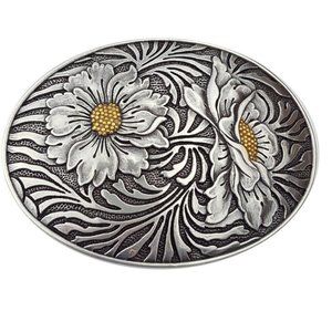 Silver Sunflower Belt Buckle Daisy Western Rose